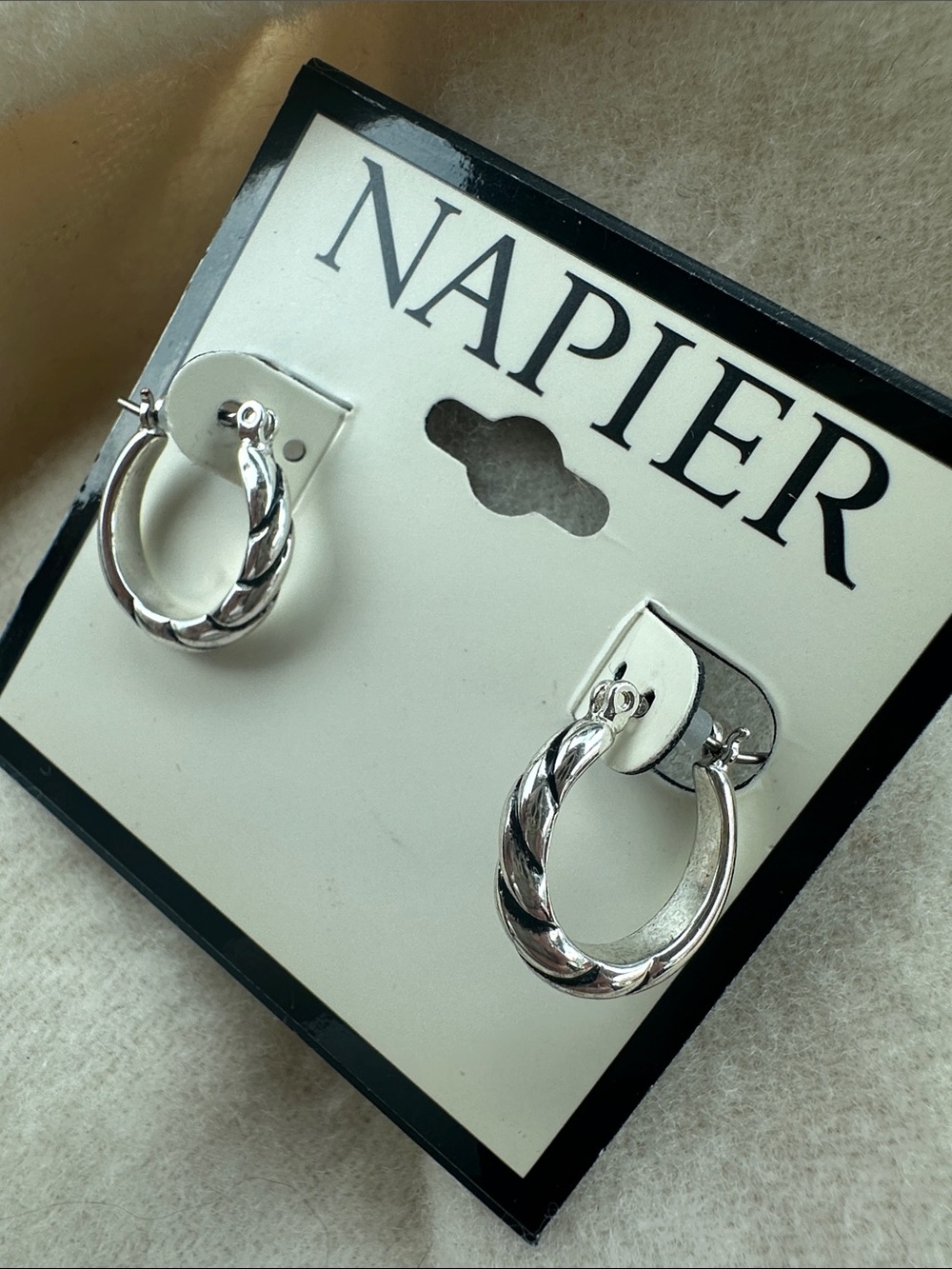 Napier Polished Silver-Tone Braided Hoop Earrings